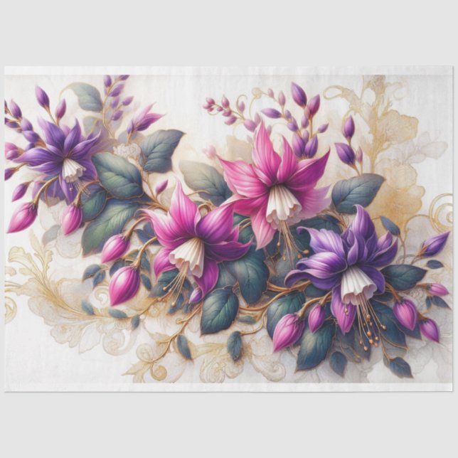 Fuchsia Flora Decoupage Tissue Paper Seidenpapier (Vorderseite)