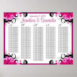 Fuchsia Floral A to Z Hochzeitstisch-Übersicht Poster