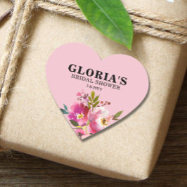 Fuchsia Floral Brautparty Heftaufkleber Herz-Aufkleber