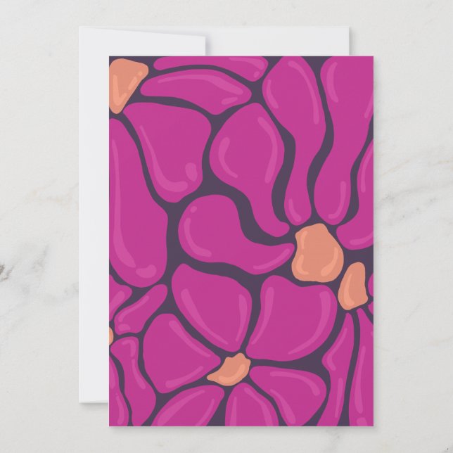 Fuchsia Floral Motif Note Card Dankeskarte (Rückseite)