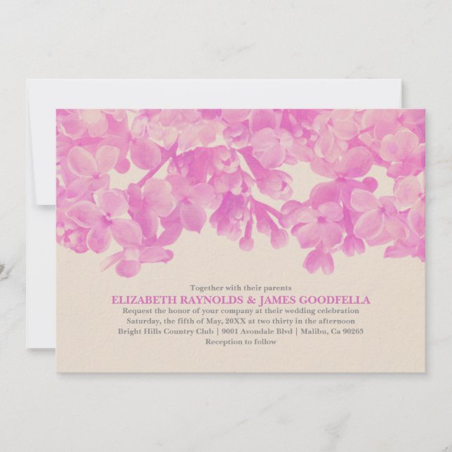 Fuchsia Floral Wedding Einladungen (Vorderseite)