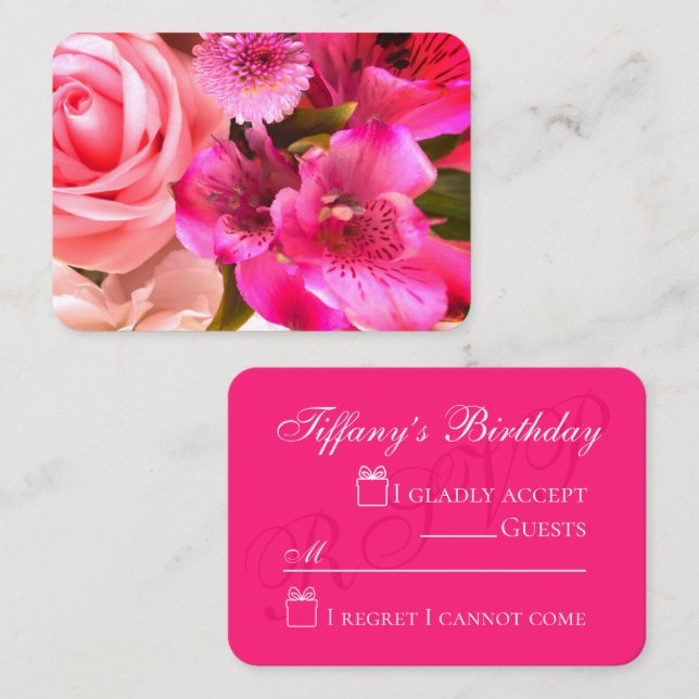 Fuchsia Florals Enclosure Card Begleitkarte (Vorne/Hinten)