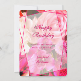 Fuchsia Florals Happy Birthday Card Dankeskarte