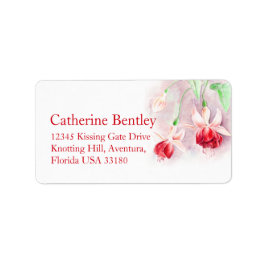 Fuchsia flower red wedding reply address label adressaufkleber