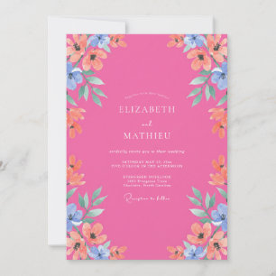Fuchsia fröhliche Sommerhochzeit Einladung