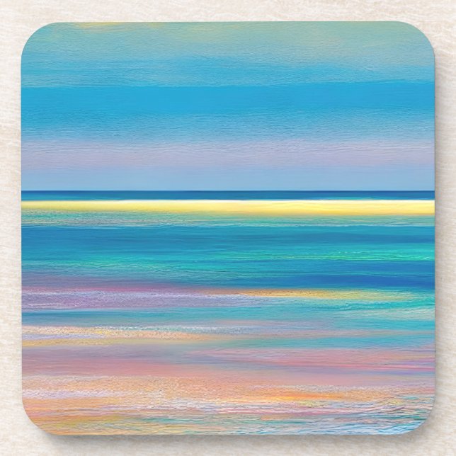 "Fuchsia Fusion" Abstrakte Seascape Getränkeuntersetzer (Vorderseite)