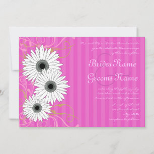 Fuchsia-Gänseblümchen-Hochzeitseinladung Einladung
