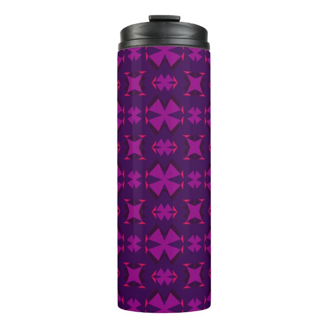 Fuchsia Geotech: A Vibrant Abstract Geometric Text Thermosbecher (Vorderseite)