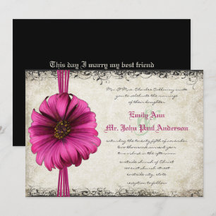 Fuchsia Gerber Daisy Invitation de Mariage