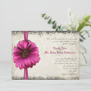 Fuchsia Gerber Daisy Invitation de Mariage