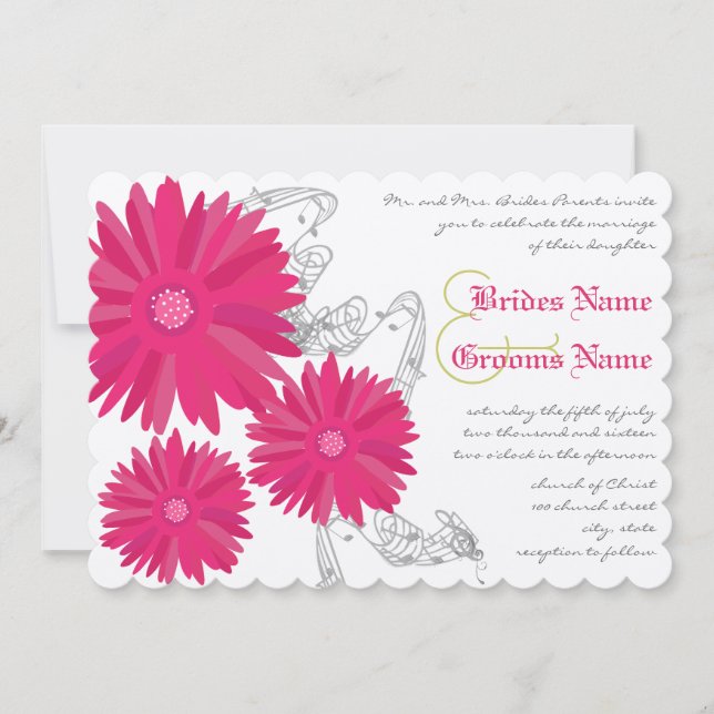 Fuchsia Gerber Daisy Wedding Einladung (Vorderseite)