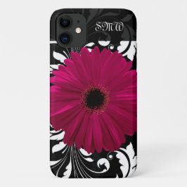 Fuchsia Gerbera Daisy mit Schwarz-Weiß-Swirl title_seo2