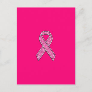 Fuchsia Glitzer Style Rosa Band-Bewusstsein Postkarte