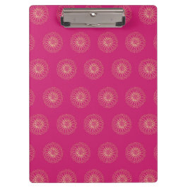 Fuchsia | Golden Zinnia Flower Medallions Klemmbrett