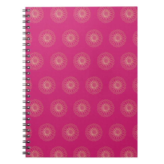 Fuchsia | Golden Zinnia Flower Medallions Notizblock (Vorderseite)