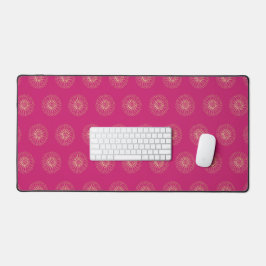 Fuchsia | Golden Zinnia Flower Medallions Schreibtischunterlage