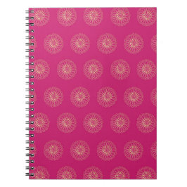 Fuchsia | Goldene Zinnien-Blumenmedaillons Notizblock