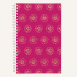 Fuchsia | Goldene Zinnien-Blumenmedaillons Notizbuch