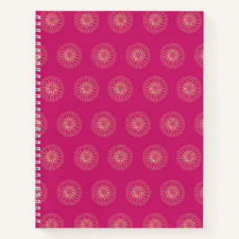 Fuchsia | Goldene Zinnien-Blumenmedaillons Notizbuch