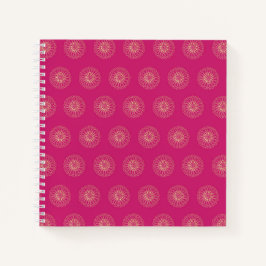 Fuchsia | Goldene Zinnien-Blumenmedaillons Notizbuch