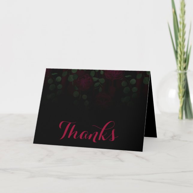 Fuchsia Gothic Floral Wedding Vielen Dank Dankeskarte (Vorderseite)