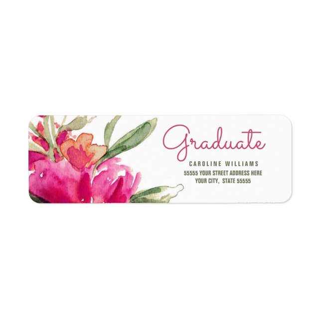Fuchsia Green Abschluss Address Labels (Vorne)