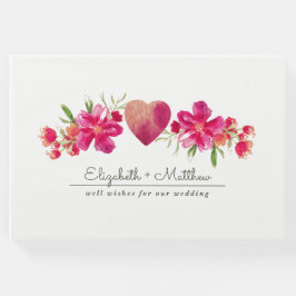 Fuchsia Green Floral Watercolor Wedding Gästebuch
