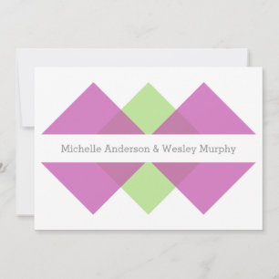 Fuchsia Green Geometric Triad Wedding Einladung