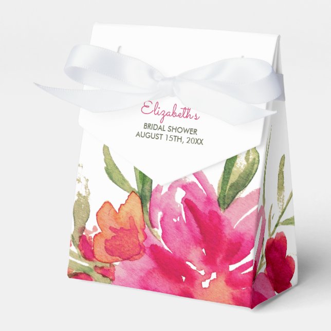 Fuchsia Green Watercolor Brautparty Geschenkschachtel (Vorderseite)