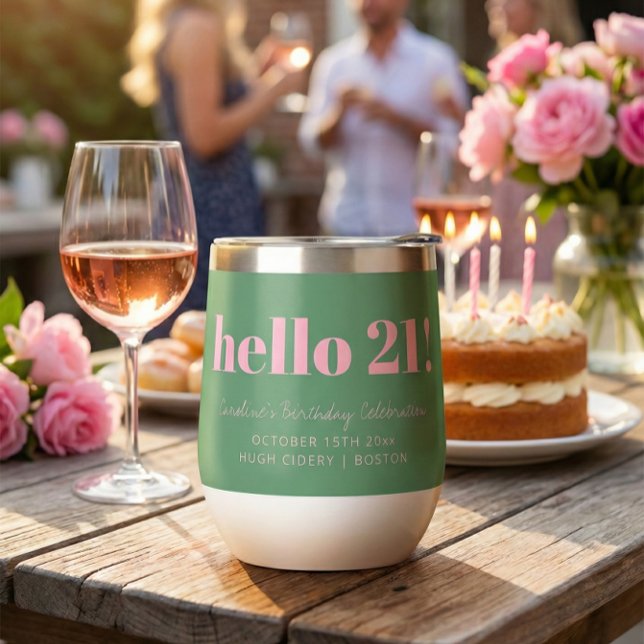 Fuchsia Grün Moderne 21. Geburtstag individuell  (Von Creator hochgeladen)