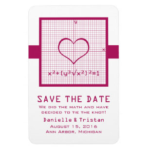Fuchsia Heart Math Graph Speichern Sie das Date Ma Magnet