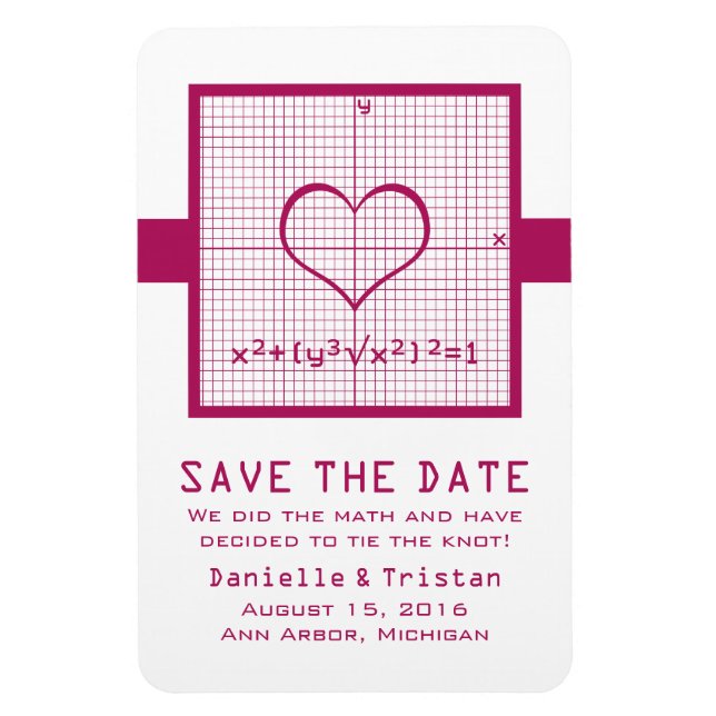 Fuchsia Heart Math Graph Speichern Sie das Date Ma Magnet (Vertikal)