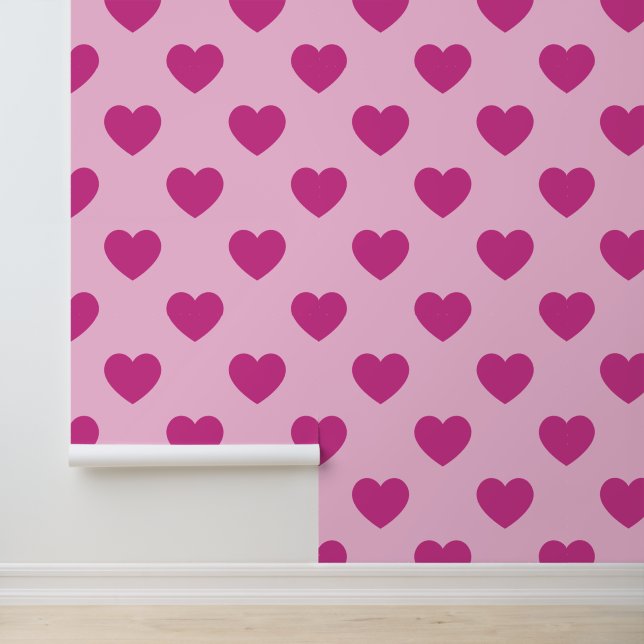 Fuchsia Herzmuster Pink Preppy Ästhetik y2k Tapete (Anwendung)