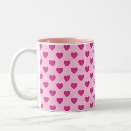 Fuchsia Herzmuster Preppy y2k Ästhetik Pink Zweifarbige Tasse