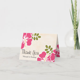 Fuchsia Hibiscus Mariage Merci Notes Cartes