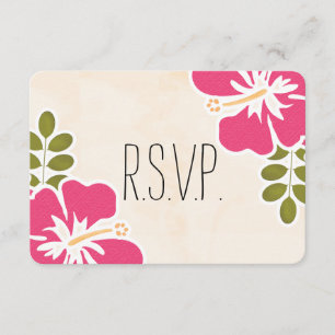 FUCHSIA HIBISKUS HAWAIIAN WEDING RESPONSE CARD RSVP KARTE