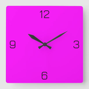 Fuchsia / Hot Pink FF00FF - Option zum Hinzufügen Quadratische Wanduhr