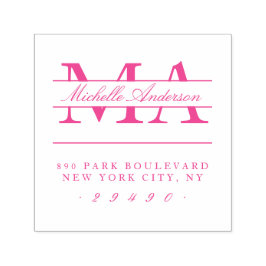 Fuchsia Initials & Name Kalligrafie-Rücksendeadres Permastempel