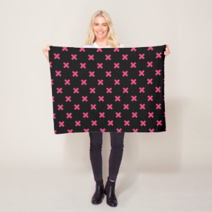 Fuchsia Kreuzstiche auf schwarz Fleecedecke
