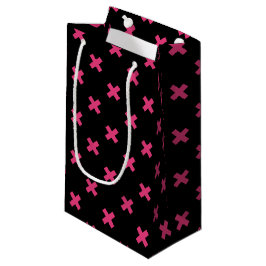 Fuchsia Kreuzstiche auf schwarz Kleine Geschenktüte