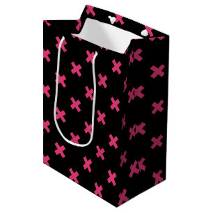 Fuchsia Kreuzstiche auf schwarz Mittlere Geschenktüte