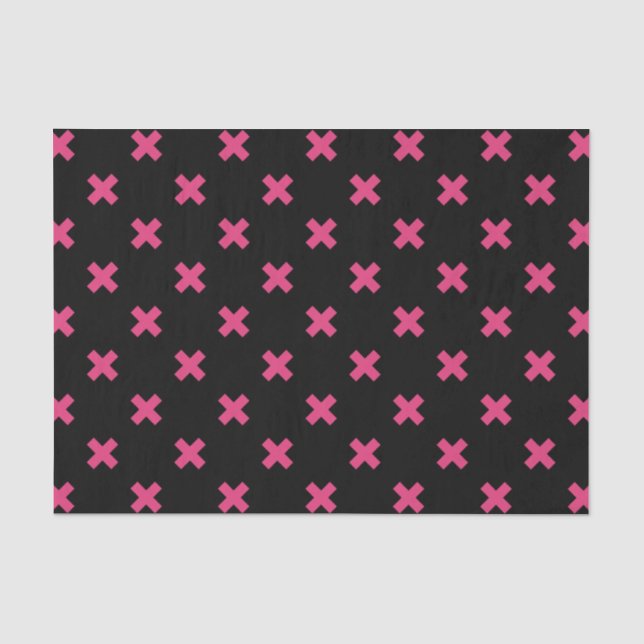 Fuchsia Kreuzstiche auf schwarz Seidenpapier (Vorderseite)