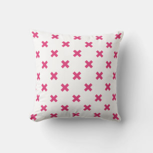 Fuchsia-Kreuzstiche auf weiß Kissen