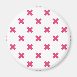 Fuchsia-Kreuzstiche auf weiß Magnet