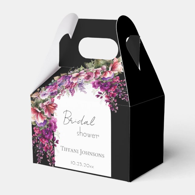 Fuchsia Lavender Floral Arch Brautparty Geschenkschachtel (Vorderseite)