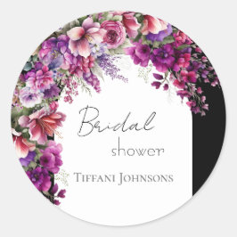 Fuchsia Lavender Floral Arch Brautparty Runder Aufkleber