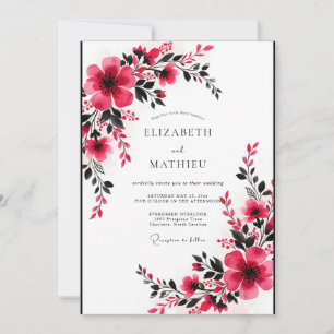 Fuchsia Lebendige Romantische Hochzeit Einladung
