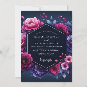 Fuchsia Leuchtende Nocturne-Hochzeit Einladung