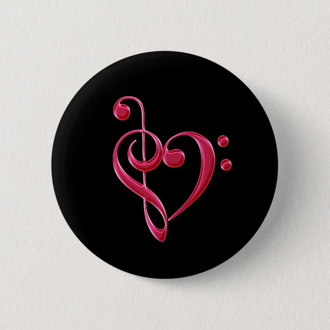 Fuchsia Liebe Musical Notes Button (Vorderseite)