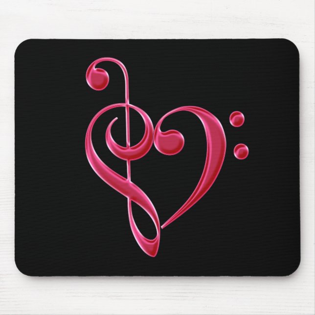 Fuchsia Liebe Musical Notes Mousepad (Vorne)